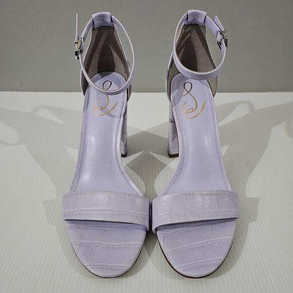 NEW Sam Edelman Yaro Block Heel Sandal Lilac Croc Embossed Leather Size 9.5 - Picture 4 of 13
